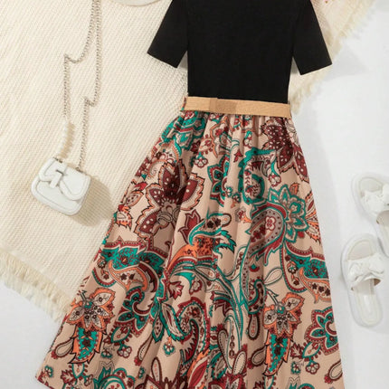 Children's Printed Short Sleeve Dress