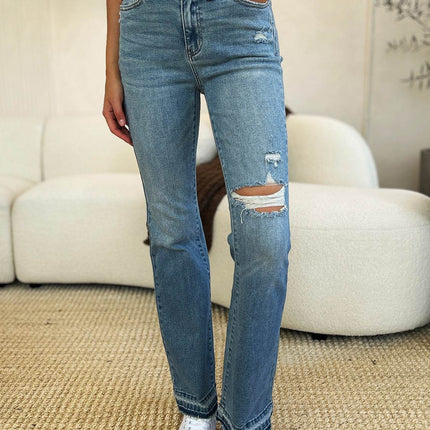 Judy Blue Full Size Mid Rise Destroyed Hem Distressed Women Jeans