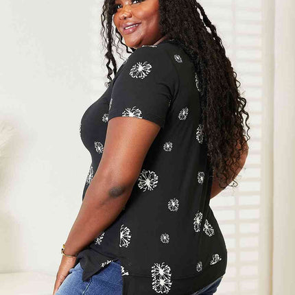 Double Take Dandelion Print Round Neck Women T-Shirt