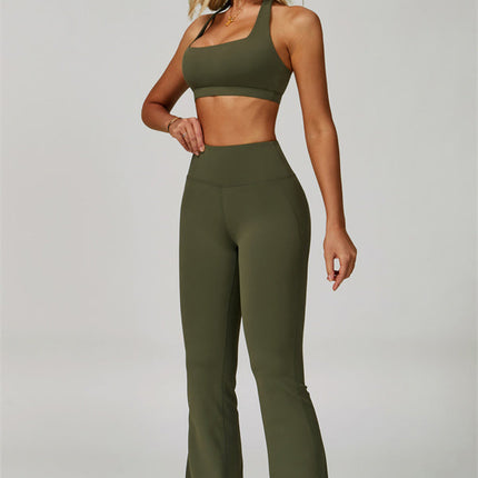 The Bold Halter Sports Bra Flared Leggings 2-Piece Set