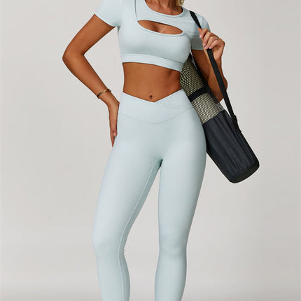 The Lavish Cut-out Crop Top Leggings 2-Piece Set
