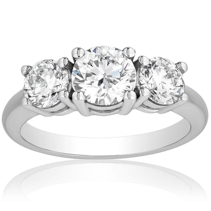3 CTW AGI Certified Lab Grown Diamond (G-VS) Three Stone Engagement Ring in of 14K Gold