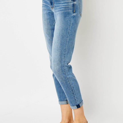 Judy Blue Full Size Cuffed Hem Low Waist Slim Women Jeans