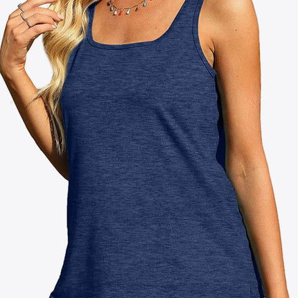 Curved Hem Square Neck Women Tank