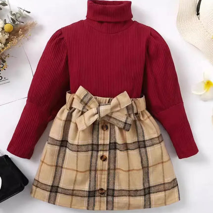 Turtleneck Long Sleeve Top and Skirt Set