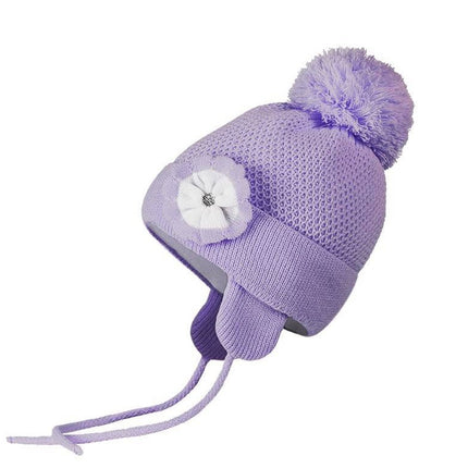 Conte/Esli double knitted kids hat with insulation, cotton lining & pom-pom - For Girls (16С-105СП)