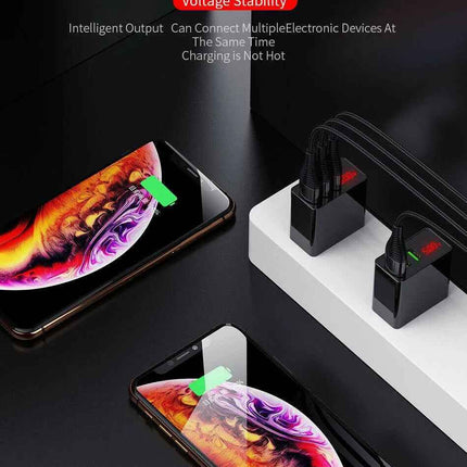 3 Port LED Fast Quick Charge QC 3.0 USB Hub Display Wall Charger Adapter US Plug
