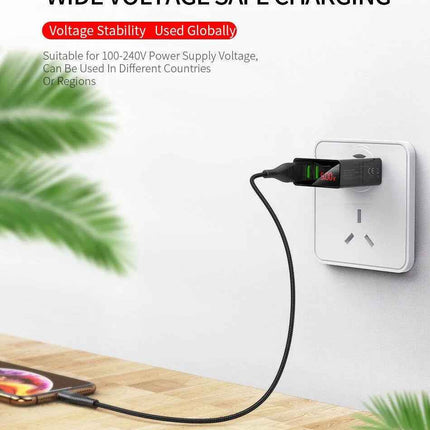 3 Port LED Fast Quick Charge QC 3.0 USB Hub Display Wall Charger Adapter US Plug