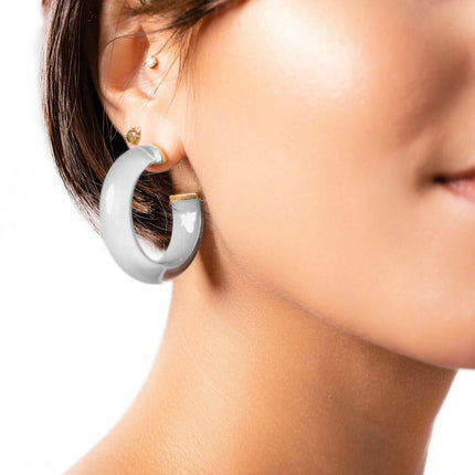 Small Illusion Lucite Hoop Earrings in Neutrals