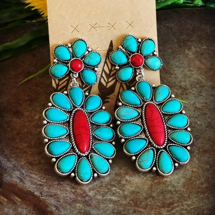 Turquoise Oval Drop Earrings