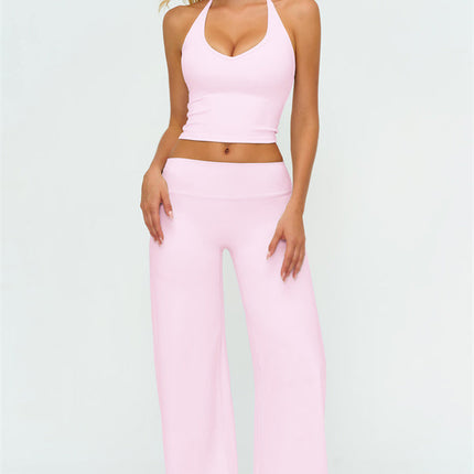 The Twirl Halter Tank Top New Straight Leg Pants 2-Piece Set