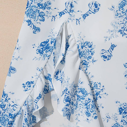 Boho Floral High Waist Ruffle Split Maxi Skirt | 2 Colors