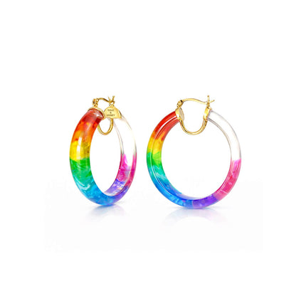 PRIDE Rainbow Tie Dye Lucite Small Hoops