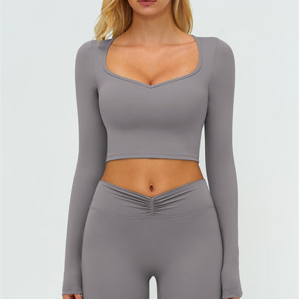 The Lushness Long Sleeve Crop Top Flared Leggings 2-Piece Set