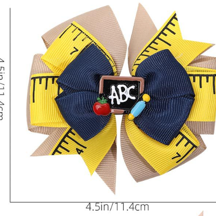 Back-to-School Hair Clips Pencil & Bow ABC Hairpins Girls