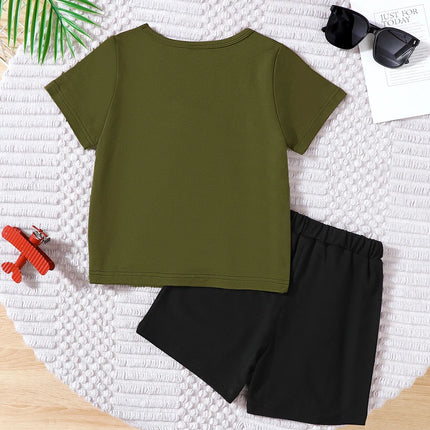 Children's Color Block Short Sleeve Top and Shorts Set