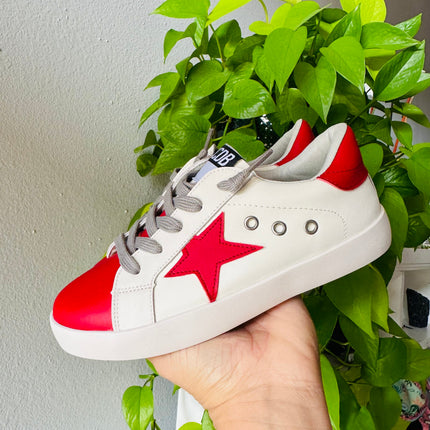 White with Red Star Sneakers