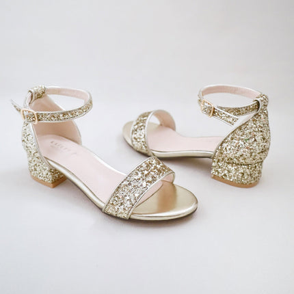 Rock Glitter Low Block Heel Girls Sandals