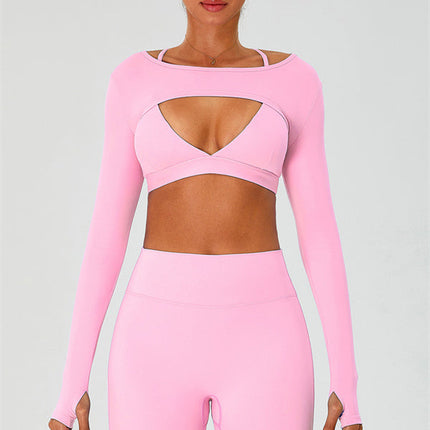 The Ember Sports Bra Crop Top Flared Leggings 3-Piece Set