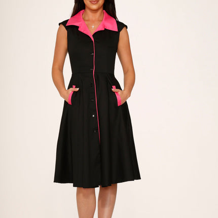 3311 Black Pink Diablo Swing Dress
