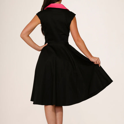 3311 Black Pink Diablo Swing Dress