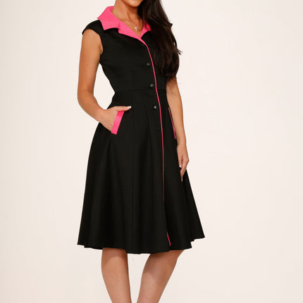 3311 Black Pink Diablo Swing Dress