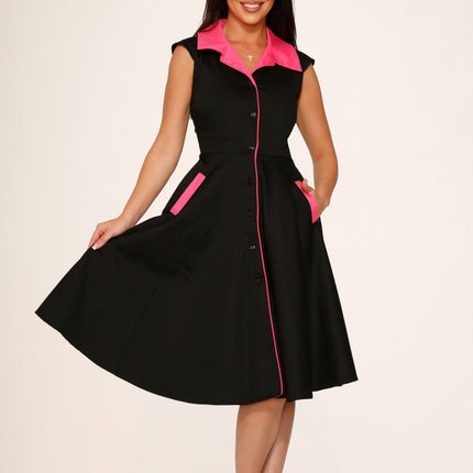 3311 Black Pink Diablo Swing Dress