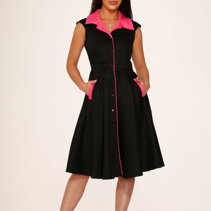 3311 Black Pink Diablo Swing Dress