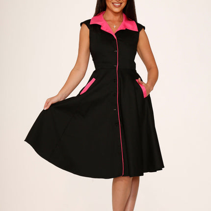 3311 Black Pink Diablo Swing Dress
