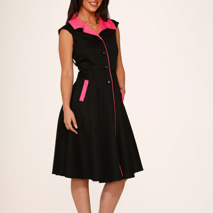 3311 Black Pink Diablo Swing Dress