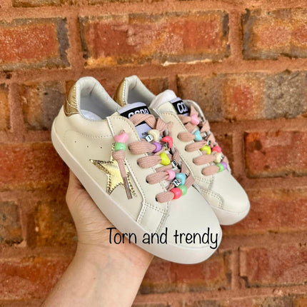 Gold Star Beads Laces Star Sneakers