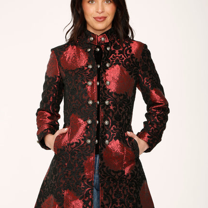 34640 Red Brocade HiLo Coat