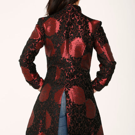 34640 Red Brocade HiLo Coat