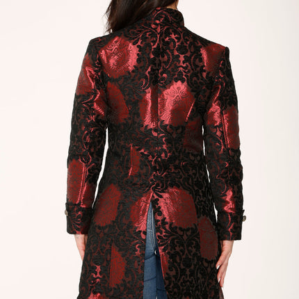 34640 Red Brocade HiLo Coat