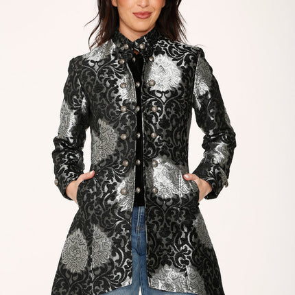 34641 Silver Brocade HiLo Coat