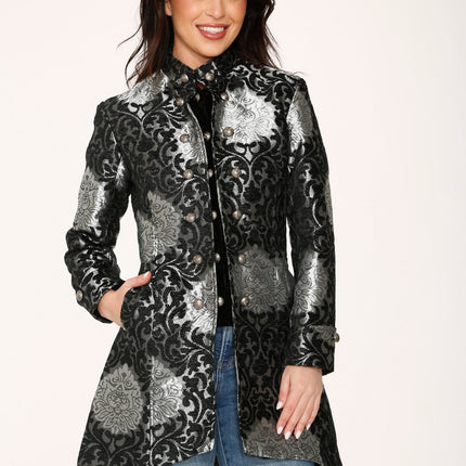 34641 Silver Brocade HiLo Coat