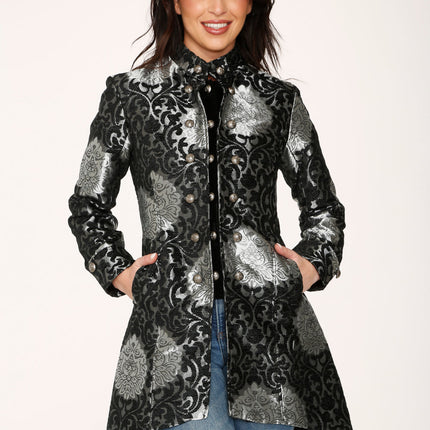 34641 Silver Brocade HiLo Coat