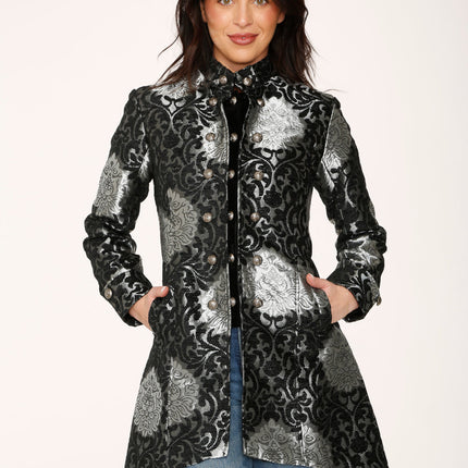 34641 Silver Brocade HiLo Coat
