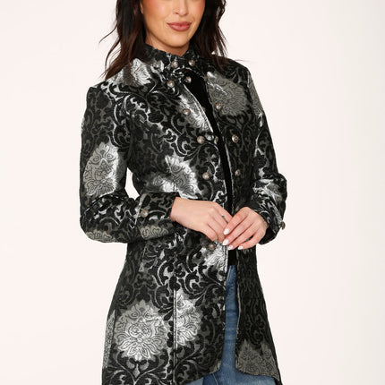 34641 Silver Brocade HiLo Coat