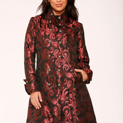 34650 Red Brocade Women's Coat