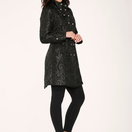34651 Black Brocade Womens Coat