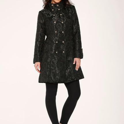 34651 Black Brocade Womens Coat