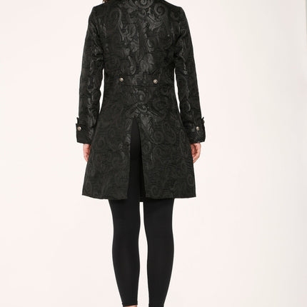 34651 Black Brocade Womens Coat