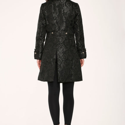 34651 Black Brocade Womens Coat