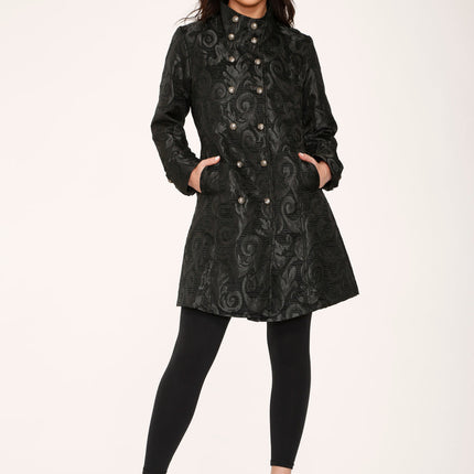 34651 Black Brocade Womens Coat