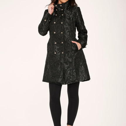 34651 Black Brocade Womens Coat