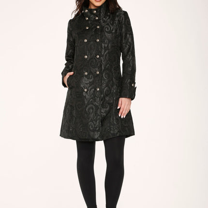 34651 Black Brocade Womens Coat