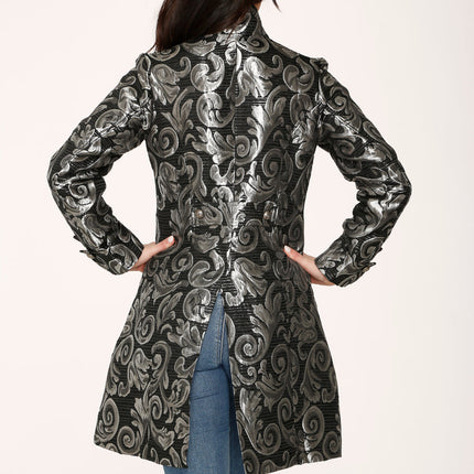 34652 Silver Brocade Womens Coat