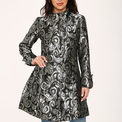 34652 Silver Brocade Womens Coat