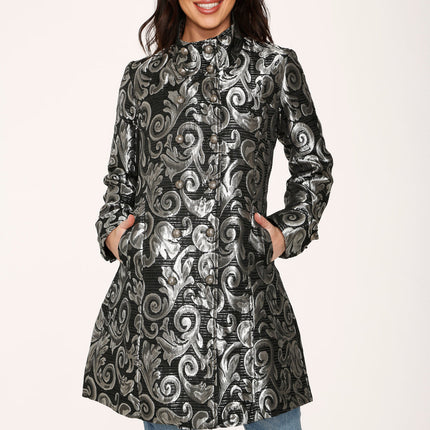 34652 Silver Brocade Womens Coat